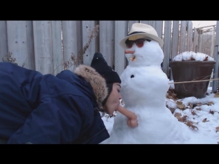 teen gets fucked by snowman